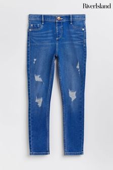 River Island Blue Girls Ripped Skinny Jeans (T57238) | €25