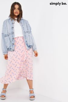 Simply Be Pink Ditsy Print Frill Wrap Skirt (T57251) | €35