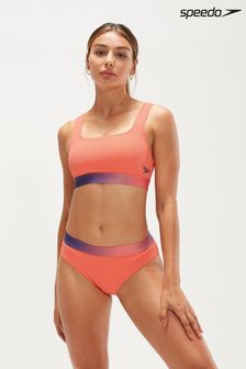 Speedo Womens Orange Textured Deep U-Back 2 Piece Swimsuit (T57382) | 28 €