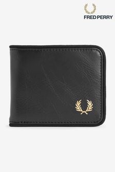 Fred Perry Black Tonal PU Billfold Wallet (T57412) | TRY 808