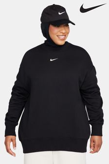 Negru - Bluză flaușată Nike Swoosh supradimensionată pentru copii (T57426) | 328 LEI
