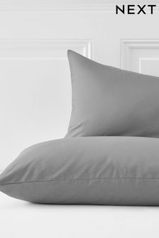 Set of 2 Mid Grey Cotton Rich Pillowcases
