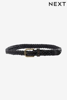 Black Plaited Leather Belt (T57622) | CA$36