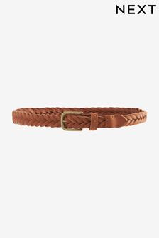 Tan Brown Plaited Leather Belt (T57623) | SGD 27