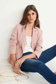 Dusky Pink Fitted Double Breasted Jacket (T57724) | $115