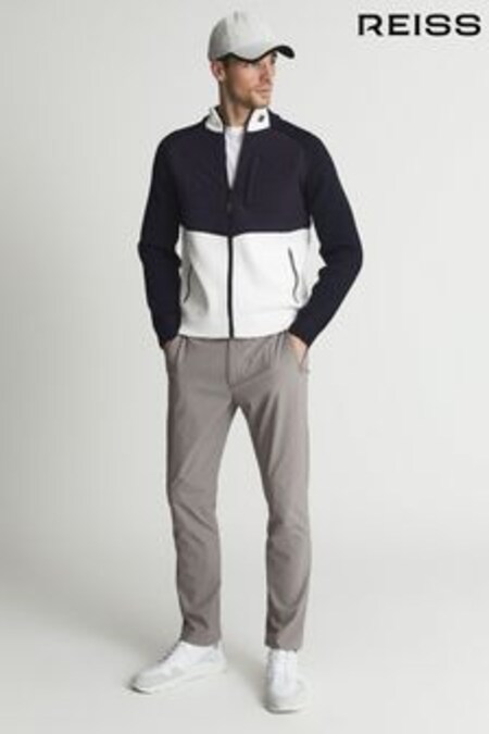 Reiss Navy/White Sprinter Golf Hybrid Funnel Neck Zip Through Sweat Top (T57734) | 253 €
