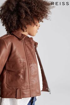 Reiss Tan Dover Junior Leather Jacket (T57787) | €110