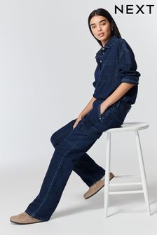Inky Blue Cargo Bootcut Jeans (T57894) | $70