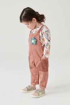 Pink Retro Floral Dungarees And T-Shirt Set (3mths-8yrs) (T57940) | €29 - €36