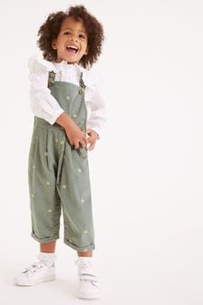 Mint Green Embroidered Cord Dungarees And Blouse Set (3mths-7yrs) (T57942) | KRW46,000 - KRW52,600