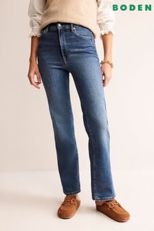Голубой - Прямые джинсы с завышенной талией Boden (T58004) | €132