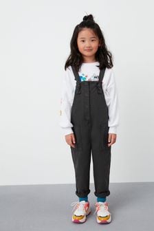 Washed Black Relaxed Dungarees (3-16yrs) (T58087) | DKK196 - DKK255