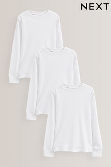 White Long Sleeve Rib Tops 3 Pack (1.5-16yrs) (T58099) | SGD 19 - SGD 28