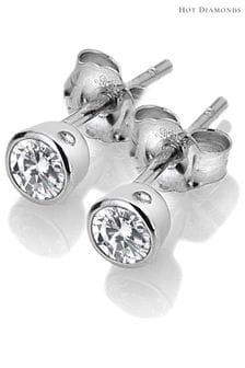 Hot Diamonds Silver Tone Tender White Topaz Earrings (T58159) | KRW96,100