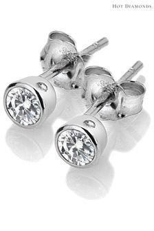 Hot Diamonds Silver Tone Tender White Topaz Earrings