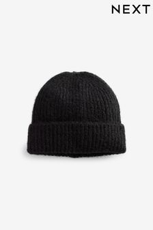 Črna - Pletena beanie kapa (T58309) | €11