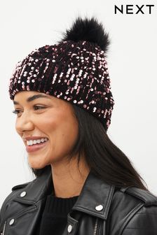 Berry Red Sequin Pom Hat (T58310) | €25