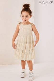 Mint Velvet Cream Sparkly Mesh Dress (T58339) | TRY 389 - TRY 440