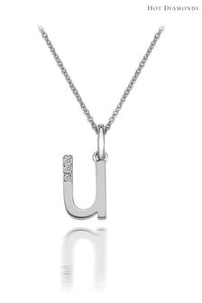 U - Hot Diamonds Halskette mit kleinem Initiale-Anhänger, Silberfarben (T58351) | 62 €