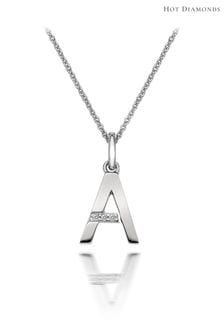 A - Hot Diamonds Halskette mit kleinem Initiale-Anhänger, Silberfarben (T58353) | 62 €