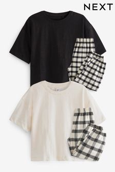 Black/White Woven Check Pyjamas 2 Pack (3-16yrs) (T58412) | $85 - $111