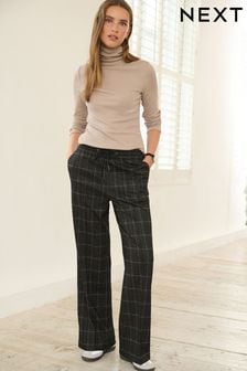 Černá - Žerzejové kalhoty s širokými nohavicemi (T58430) | 1 215 Kč