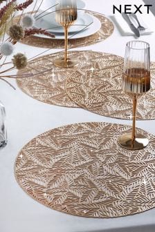 Set of 4 Gold Wipe Clean PVC Placemats (T58432) | KRW17,900