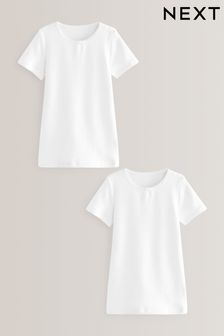 Blanc - Lot de 2 t-shirts thermiques avec finition nœud (2-16 ans) (T58665) | €18 - €26