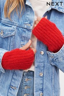 Red Knit Longline Handwarmers (T58813) | 12 €