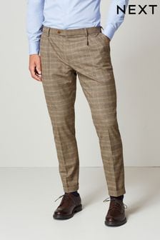 Taupe Brown Check Suit: Trousers (T59143) | €27