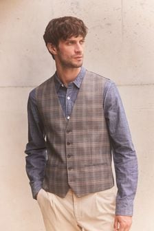Brown Check Suit: Waistcoat (T59156) | $75