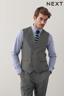 Grey Trimmed Donegal Fabric Suit: Waistcoat (T59171) | 1,292 UAH
