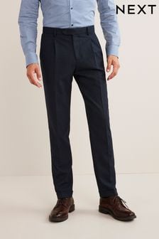 Navy Blue Skinny Fit Flannel Fabric Suit: Trousers (T59178) | 25 €