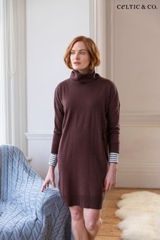 Celtic & Co. Purple Slouchy Fine Knit Roll Neck Dress (T59217) | €143