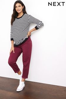 Berry Red Maternity Over-the-Bump Mom Jeans (T59256) | OMR13