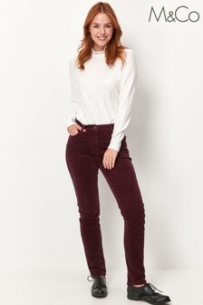 M&Co Red Slim Leg Cord Trousers
