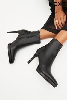 Black Forever Comfort® Point Toe Heeled Platform Boots (T59360) | €27