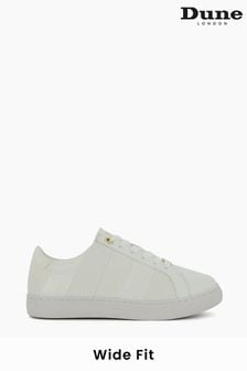 Dune London Wide Fit Everleigh Mix Material Stripe White Trainers