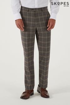 Skopes Ackley Brown Check Tailored Fit Suit Trousers (T59449) | ₪ 297