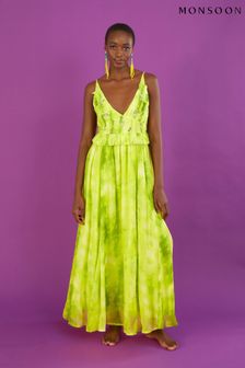Zielona sukienka Monsoon Dalila ze zrównoważonej wiskozy z farbowaniem tie-dye (T59962) | 347 zł