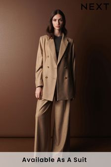 駝棕色 - 高級羊毛混紡寬褲 (T59981) | NT$4,800