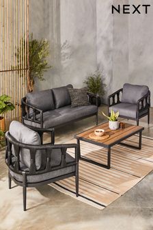 Black Sorrento 4 Piece Garden Lounge Set (T59993) | €1,225