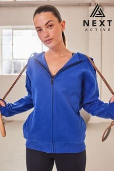Cobalt Blue Next Active Sports Longline Zip Through Hoodie (T60032) | $77