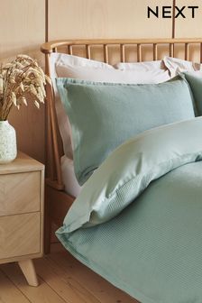 Sage Green Waffle Duvet Cover and Pillowcase Set (T60091) | €46 - €86