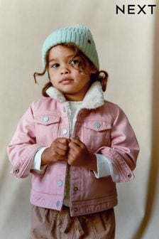 Pink Faux Fur Collar Lined Denim Jacket (12mths-7yrs) (T60127) | 25 € - 31 €