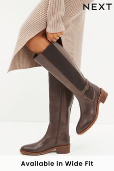 Chocolate Brown Regular/Wide Fit Forever Comfort® Chelsea Knee High Boots (T60128) | AED190