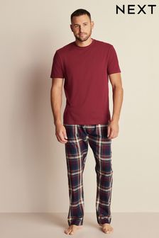 Red/Navy Blue Brushed Cotton Check Pyjama Set (T60158) | EGP912