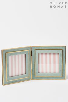 Oliver Bonas Green Velvet Double Standing Photo Frame 4x4 (T60237) | €31