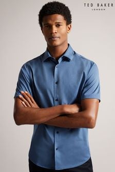 Niebieska elegancka koszula z krótkim rękawem Ted Baker Marrsho, z dżerseju (T60267) | 236 zł