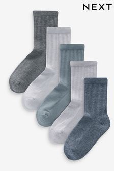 Grey Ribbed Boot Socks 5 Pack (T60385) | AED28 - AED35
